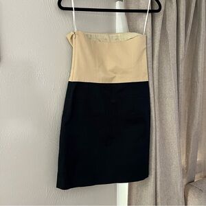 Theory Strapless trela Colorblock Tan Navy Dress Size 4